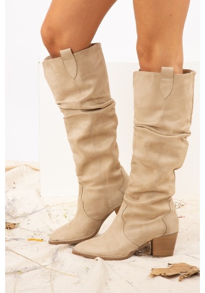 Fox Shoes Vizon Süet Kadın Çizme J404040102