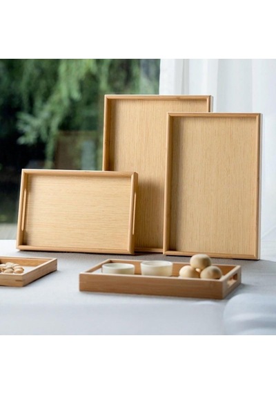 Deinhaus Bambu Servis Tepsisi Seti, Doğal Ahşap, 3'lü Set, Küçük-orta-büyük, Kahvaltı Ve Sunum İçin