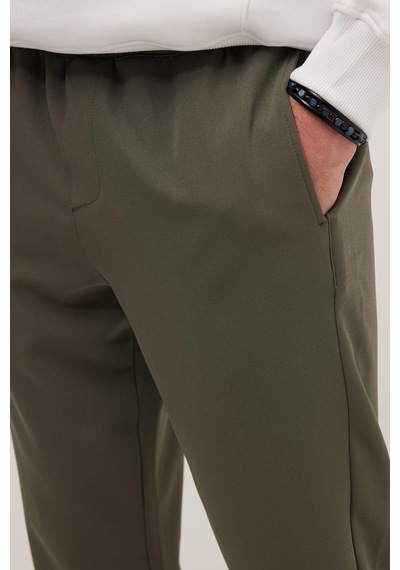 Tudors Erkek Regular Fit Beli Lastikli Bağcıklı Jogger Haki Pantolon Rahat Kesim Yan Cepli-36900 Haki