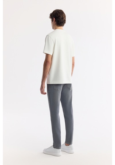 Avva Erkek Beyaz Bisiklet Yaka Baskılı Bi-stretch İnterlok Regular Fit T-shirt A51y1132