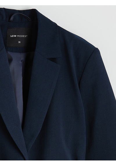 Lcw Modest Lacivert Kuşaklı Yaka Kadın Blazer Ceket