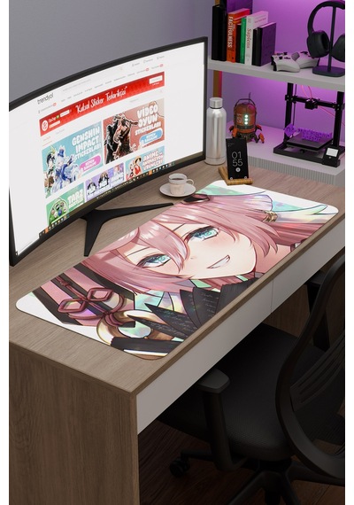 Yanfei Genshin Impact Anime Oyuncu V4 - 90x40 Xxl Gaming Mouse Pad Fare Altlığı