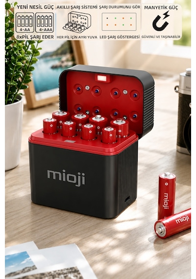 Mioji BT12 AA ve AAA 1.5V Pil Şarj Cihazı Siyah