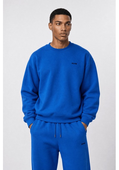 Erkek Respire Basic Oversize Sweatshirt Saks Saks Mavi