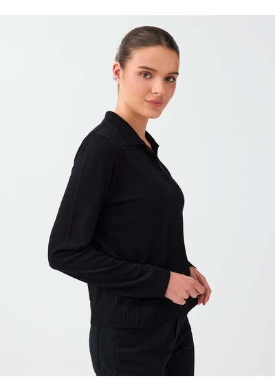 Jimmy Key Siyah Polo Yaka Basic Triko Kazak 6ww137159900