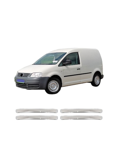 Volkswagen Caddy Uyumlu 2003-2010 Krom Ön Tampon Kaşı 4 Parça Paslanmaz Çelik