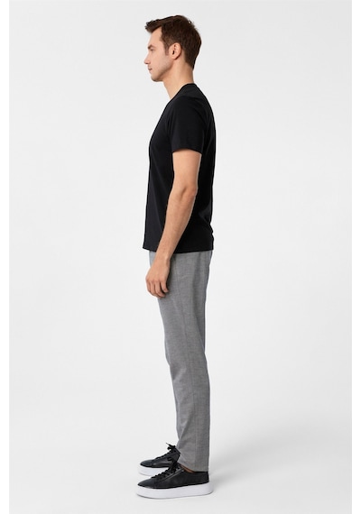 Süvari Siyah Slim Fit Düz V Yaka Tişört