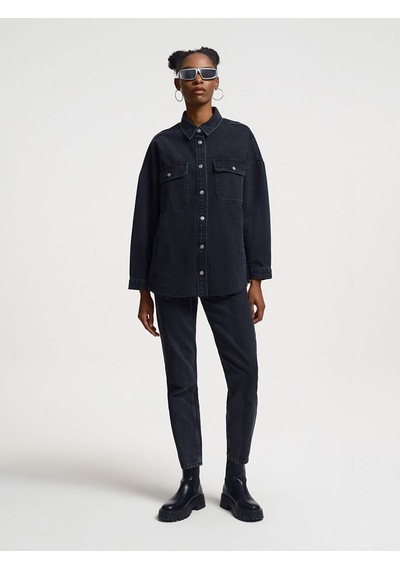 Comfort Fit Kadın Gömlek U.kol Denim