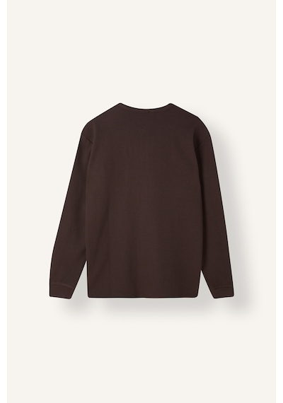 Defacto Regular Fit Waffle Dokulu Henley Yaka Uzun Kollu Basic Tişört I2067ax26aubn116 Kahve-bn116