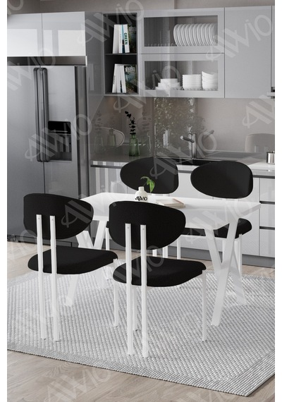Avvio Hauga Lotus Sandalye 80x120 Yemek Masası Mutfak Masası 4 Kişilik Masa Sandalye Takımı Beyaz Masa Sandalye Siyah Avvio Hauga Lotus Sandalye 80x120 Yemek Masası Mutfak Masası 4 Kişilik Masa Sandalye Takımı Beyaz Masa Sandalye Siyah