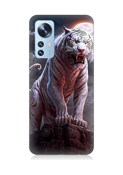 Xiaomi 12 Uyumlu Beyaz Savaşçı Kaplan Tiger Desenli Silikon Kılıf