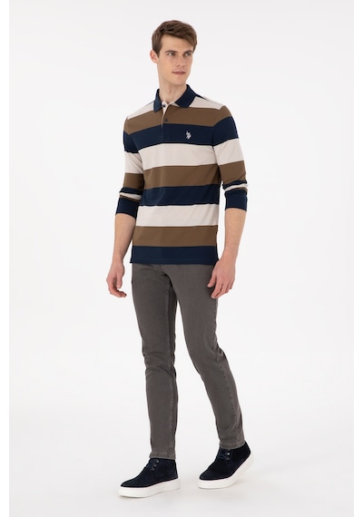 U.S. Polo Assn. Erkek Regular Fit Polo Yaka Haki Sweatshirt 50293428-VR027