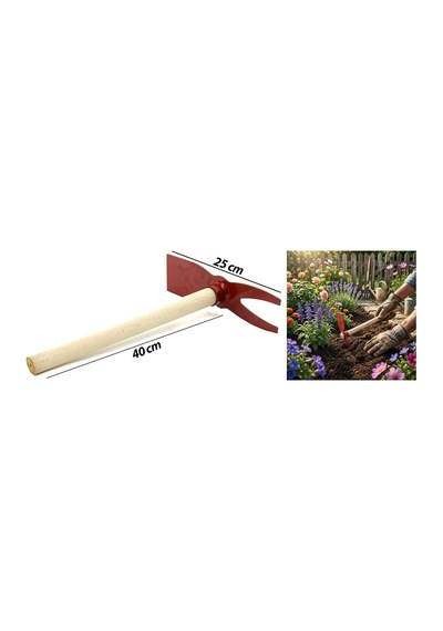 İbico K13-056 2'si 1 Arada Metal Çapa - Geniş Ağız Ve Çatallı Ahşap Saplı 45 Cm- 12'li Paket