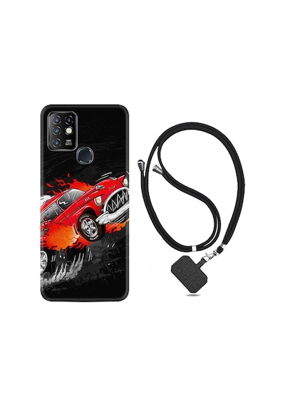 Infinix Hot 9 Kılıf Boyun Askılı Fire Car 1606