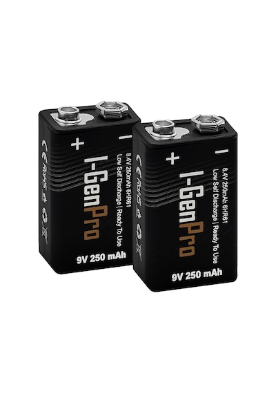 I-gen Pro 6hr61 9v 250 Mah Şarj Edilebilir 9 Volt Pil Ni-mh Şarjlı Pil 2'li Paket