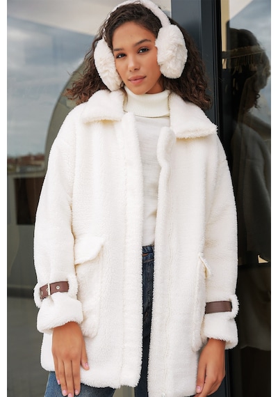 Bigdart 5206 Kadın Oversize Peluş Mont - Taba
