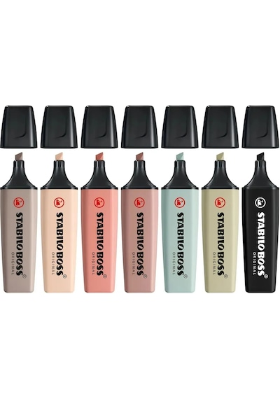 Stabilo Boss Nature Colors 7 Renk 2024 Yeni Doğal Renkler Serisi Çok Renkli