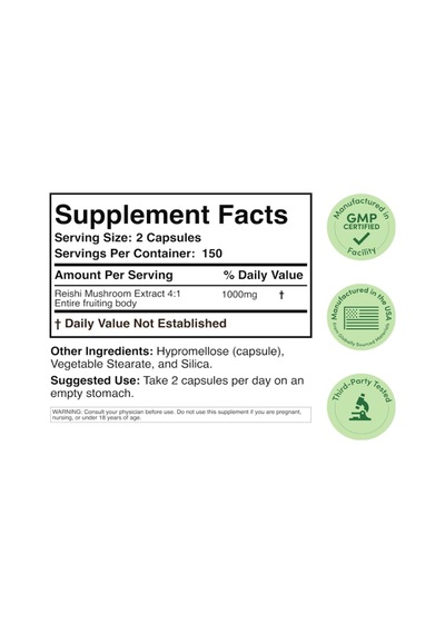 Double Wood Reishi Mushroom Capsules 4:1 Ganoderma Extract, ...