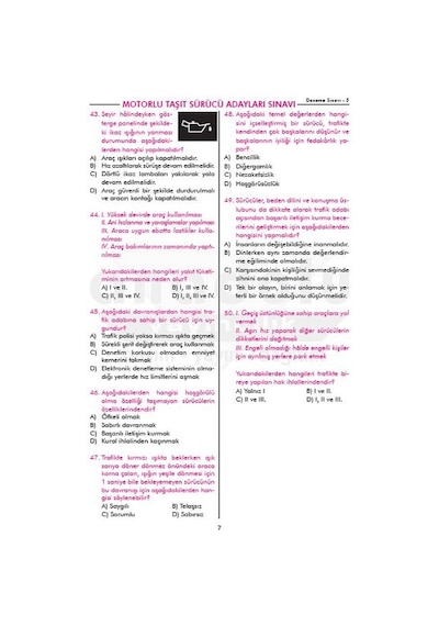 Sürücü Eğitim Deneme Sınavı Sürücü Kursu 5'Li Deneme Sınavı