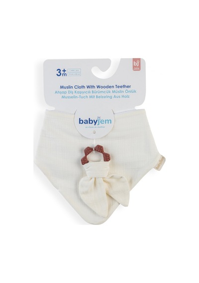Babyjem Silikon Diş Kaşıyıcılı Müslin Mama Önlüğü Ekru