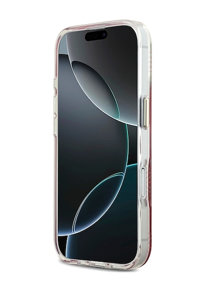 Apple Uyumlu iPhone 17 Kılıf Guess Lisanslı M-safe Şarj Özellikli Simli Peony Desenli Silikon Kapak Pembe Pembe
