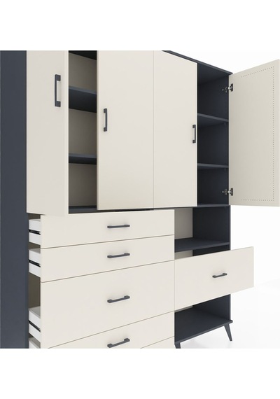 Hyperion Gardrop 7 Raflı 6 Çekmeceli 4 Kapaklı 176x44x221 Antrasit-aytaşı Aytaşı Hyperion Gardrop 7 Raflı 6 Çekmeceli 4 Kapaklı 176x44x221 Antrasit-aytaşı Aytaşı