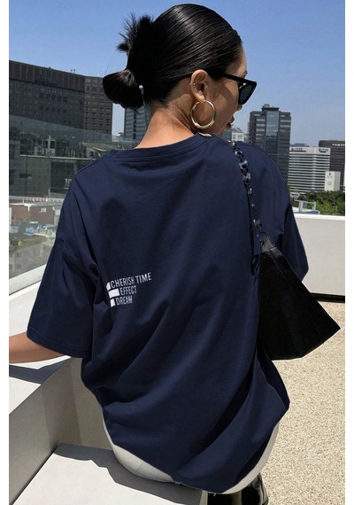 Unisex Cherish Time Effect Dream Baskılı Tasarım Tshirt Lacivert Unisex Cherish Time Effect Dream Baskılı Tasarım Tshirt Lacivert