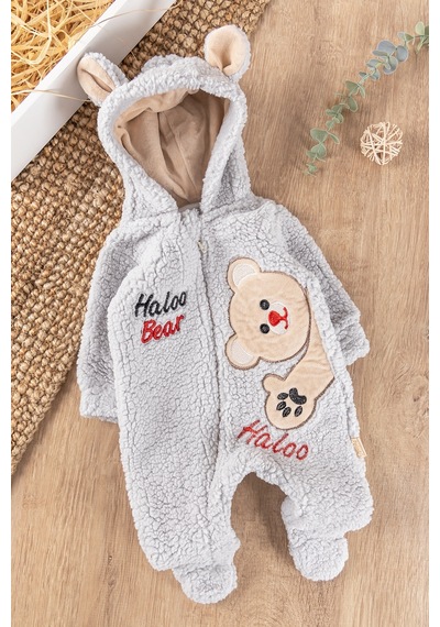 Babymod Ayıcık Figürlü Kapüşonlu Kışlık Welsoft Bebek Tulum 001