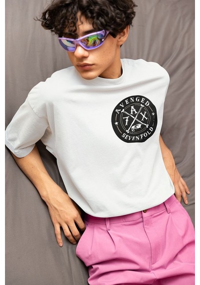 Tasarım Avenged Sevenfold Baskılı Unisex Oversize Rock Metal Tişö Beyaz