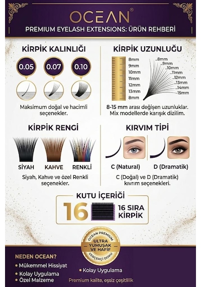 Ocean 0.10c Natural Kıvrım 10 Mm Soft Eyelash Doğal İpek Kirpik 16'lı