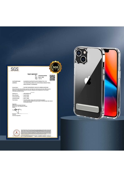 Apple Uyumlu iPhone 14 Kılıf Standlı Şeffaf Silikon Zore L-Stand Kılıf Renksiz