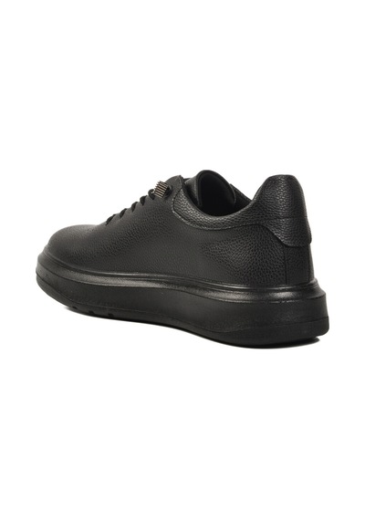 Siyah Lastik Bağcıklı Hakiki Deri Erkek Sneaker 404 M Siyah-siyah Siyah
