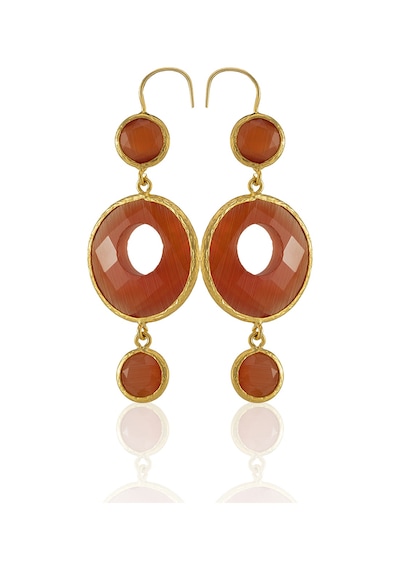 Kadir Jewellery 22 Ayar Altın Kaplama Kadın Sallantılı Küpe -el İşçiliği Ve Hipoalerjenik Küpe Kırmızı 15052649