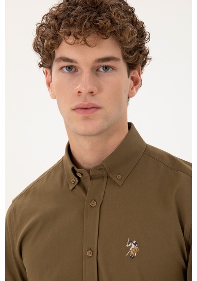 U.s. Polo Assn. Erkek Haki Gömlek Desenli 50292088-vr027 Haki