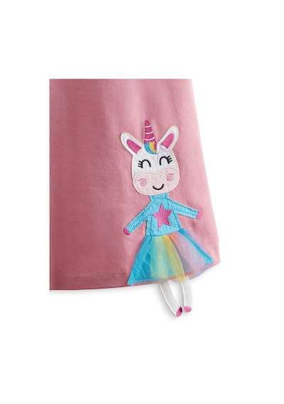 Denokids Lilycorn Kız Çocuk Pembe Yazlık Elbise Renkli Çok Renkli