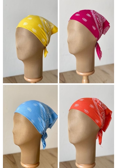 Pamuklu Klasik Desen Unisex 4lü Bandana Seti Renkli Bandana Etnik Desenli A Kalite Bandana Koyu Lila