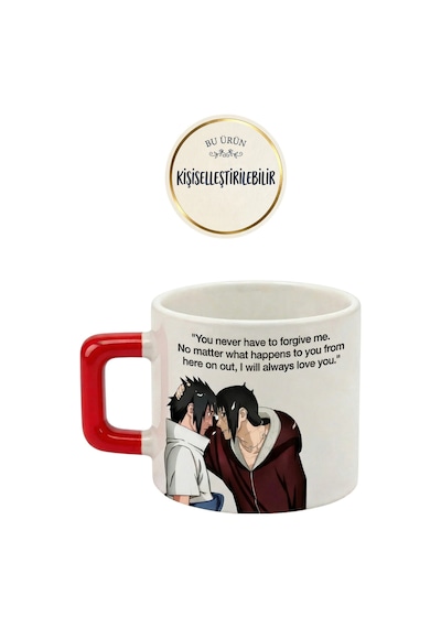 Itachi Sasuke Baskılı Seramik Hediye Kupa Bardak Kişiye Özel Kişiselleştirilebilir Anime Çok Renkli