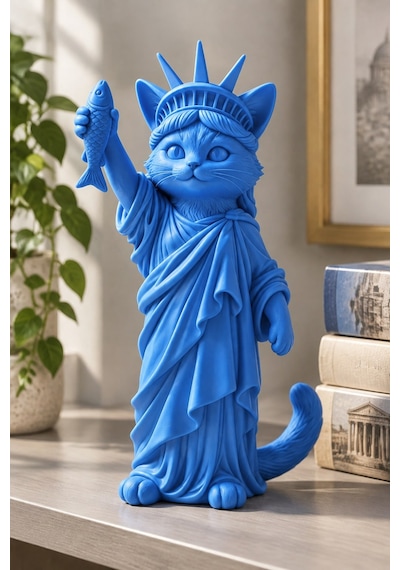 Özgürlüğün Kedisi Figürlü Dekoratif Biblo - Büyük Boy - 22cm 77319853