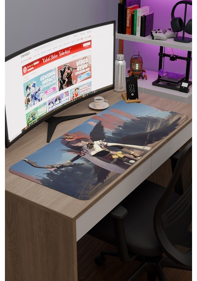 Kujou Sara Genshin Impact Anime Oyuncu V2 - 90x40 Xxl Gaming Mouse Pad Fare Altlığı