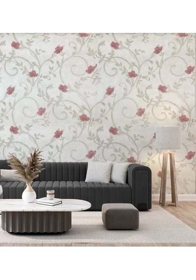 Krem Pembe Çiçek 16 M2 Duvar Kağıdı 92175 Çok Renkli