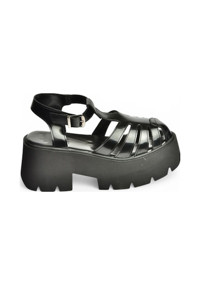 Fox Shoes Y272983109 Siyah Kalın Tabanlı Kadın Sandalet Ayakkabı