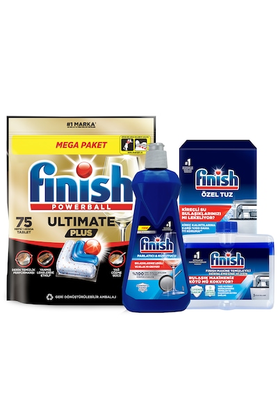 Finish Ultimate Plus Bulaşık Makinesi Deterjanı Kapsül Tablet 75 Adet + Temizlik Ve Bakım Seti