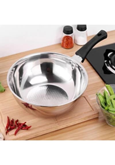Pişirme Wok Paslanmaz Çelik Pişirme Tavası Wok Derin Kızartma Tavası Tencere Mutfak Tenceresi 34cm 32cm Çok Renkli