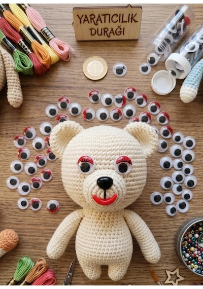 25 Adet - 1.5 Cm Kırmızı Kirpikli Oynar Göz -amigurumi Ve El Sanatları İçin