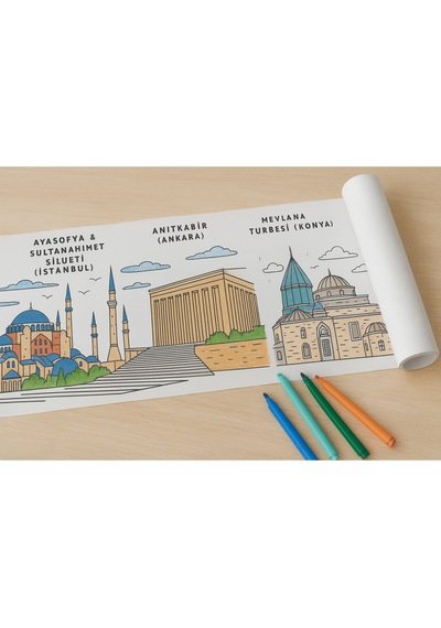 Türkiye Nin Doğal Ve Mimari Güzellikleri 6 Metrelik Dev Çocuk Boyama Rulosu
