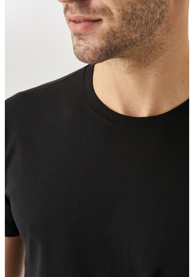 Ac&Co / Altınyıldız Classics 547236445 Slim Fit Bisiklet Yaka Düz Erkek Tişört 2'li Siyah