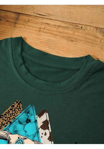 Bone Head T-shirt - Yeşil Oversize Baskılı Bisiklet Yaka Yeşil