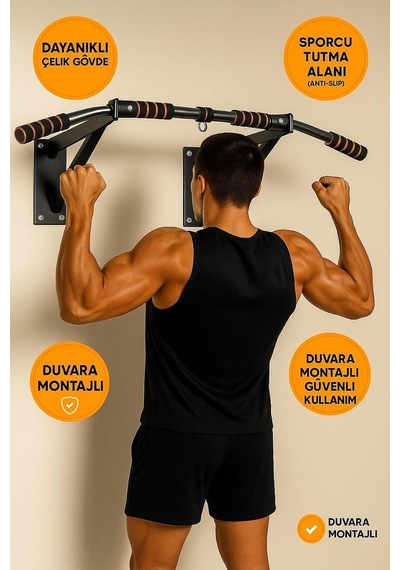 Leyaton Duvar Barfiks Aleti Barfix Demiri Barfiks Çubuğu 200 Kg Taşıma Kapasiteli Siyah, Dvbrfx