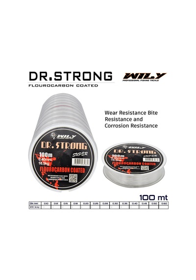 Wily Dr. Strong Fluoro Carbon Coated 100 Mt 0,15