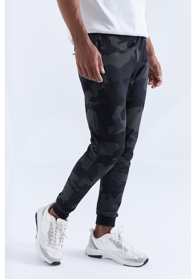 Tommy Life Siyah Gölge Kamuflaj Desenli Dar Kalıp Jogger Erkek Eşofman Alt - 84754 Siyah